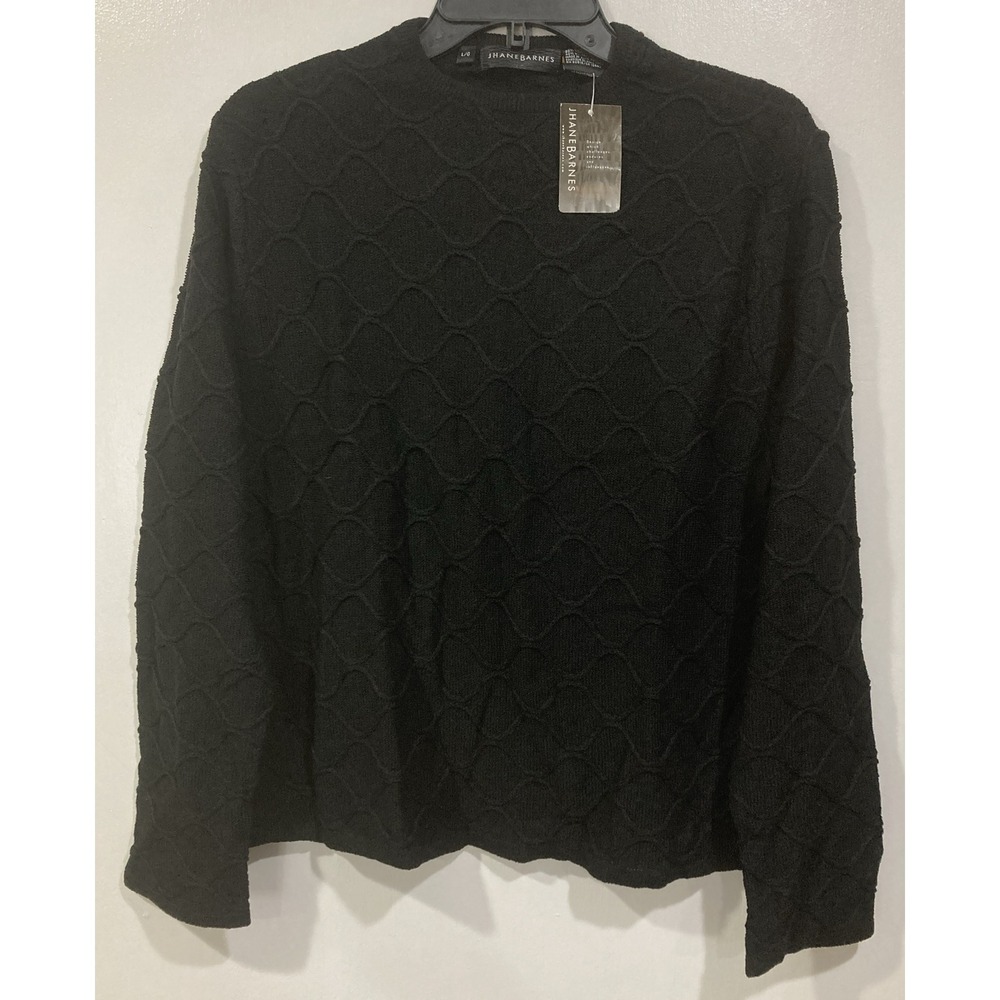 Jhane Barnes Wool Blend Sweater Black Swinger F4WM36 NWT $225‎ Size Large